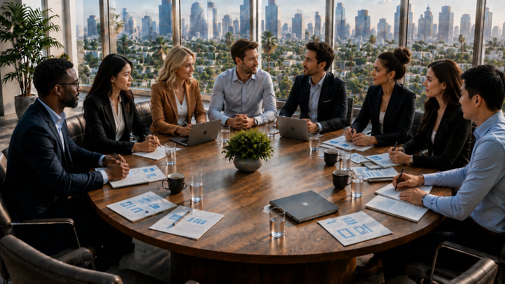 Business roundtable discussion at a professional event